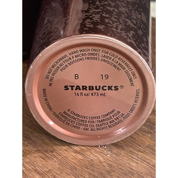 Starbucks Rose Gold/ Copper Stainless Steel Metallic Glitter Cold Cup 16 oz - Picture 5 of 6